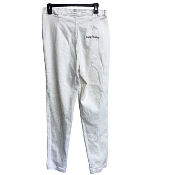 419. Vintage Harley Davidson high rise jeans size 12 in off white - Picture 5 of 8